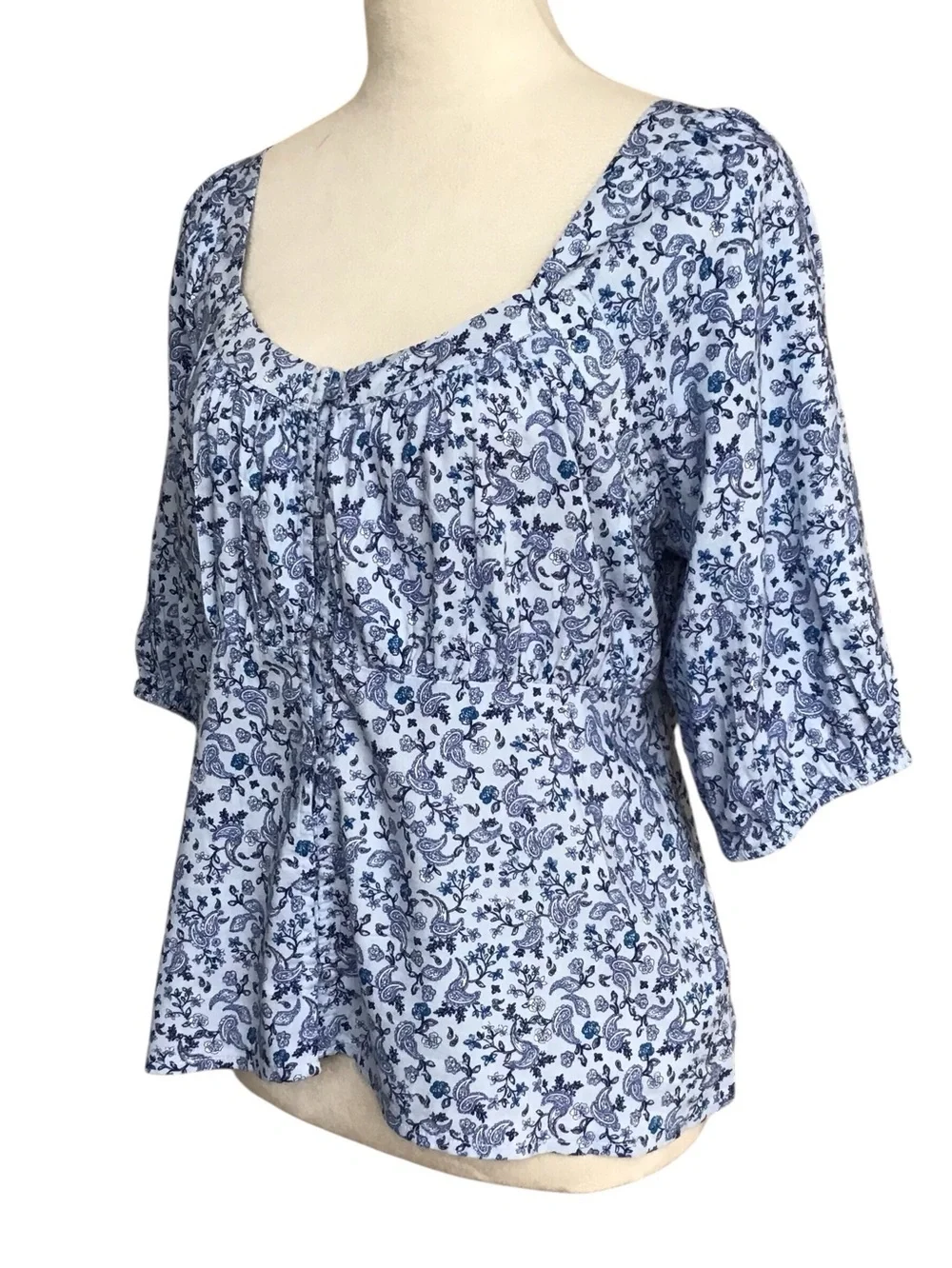 Old Navy Floral Puff Sleeve Smocked Button Down Blouse New